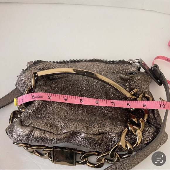 Maison Margiela Gun Metal & Gold Textured Metallic Leather Shoulder Bag - Picture 11 of 12